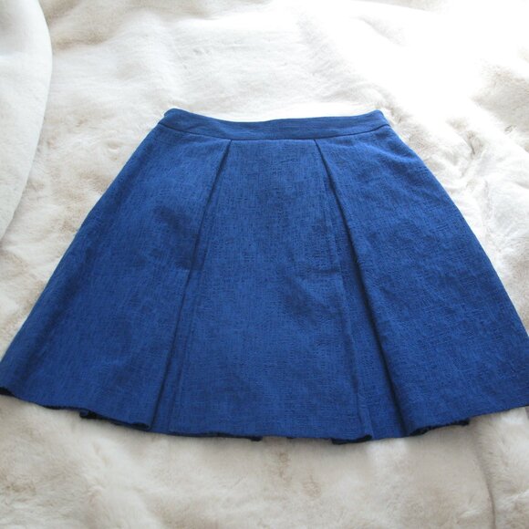 BROOKS BROTHERS - Red Fleece Pleated A-Line blue boucle skirt - Picture 14 of 15